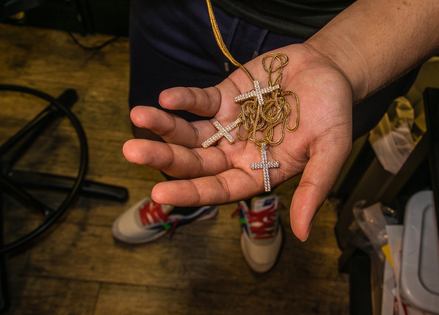 Cross - Double Row Pendant - GOLDEN GILT