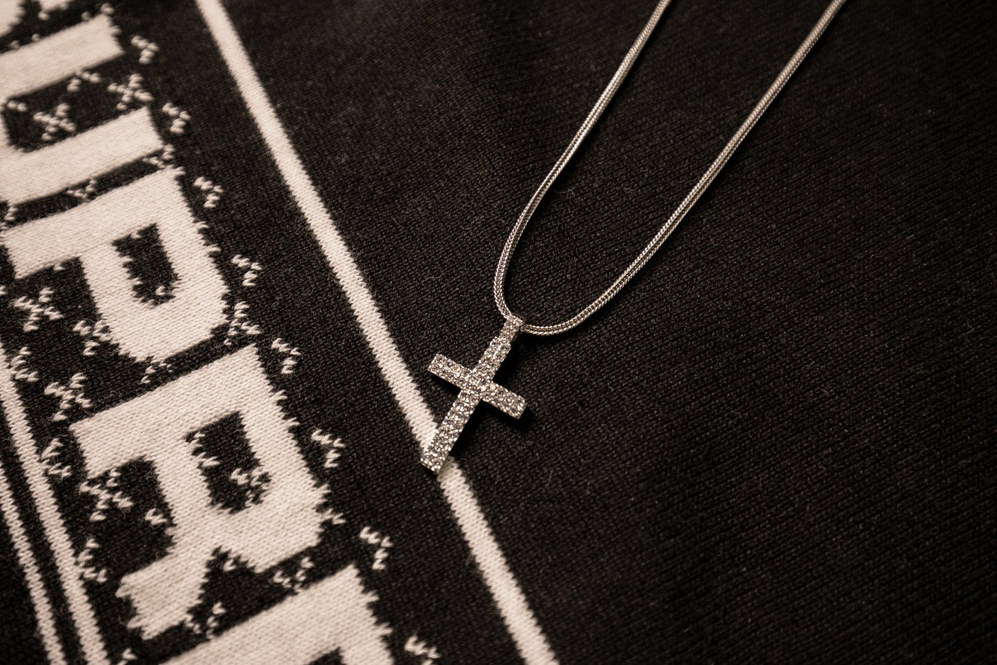 Silver Cross - Double Row Pendant - GOLDEN GILT