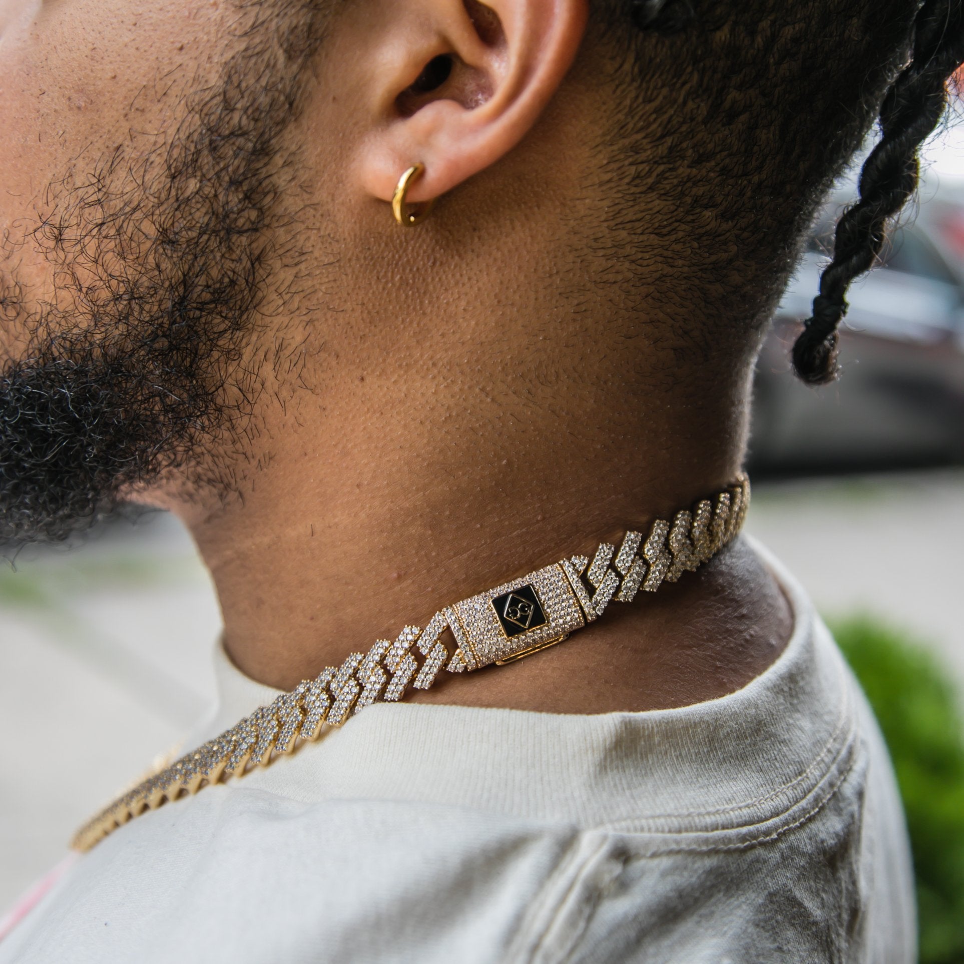 "New York" Prong Studded Cuban Necklace - GOLDEN GILT