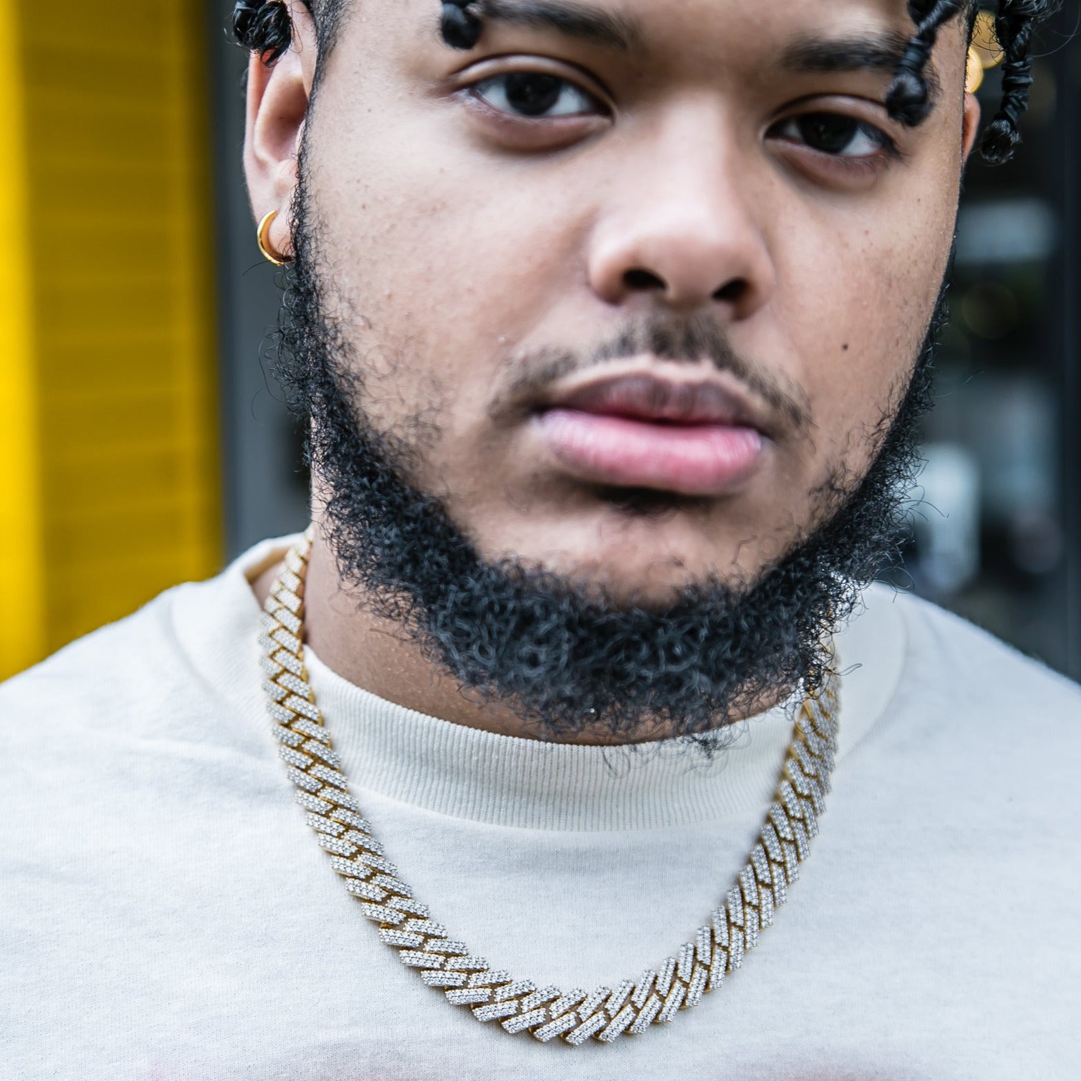 "New York" Prong Studded Cuban Necklace - GOLDEN GILT