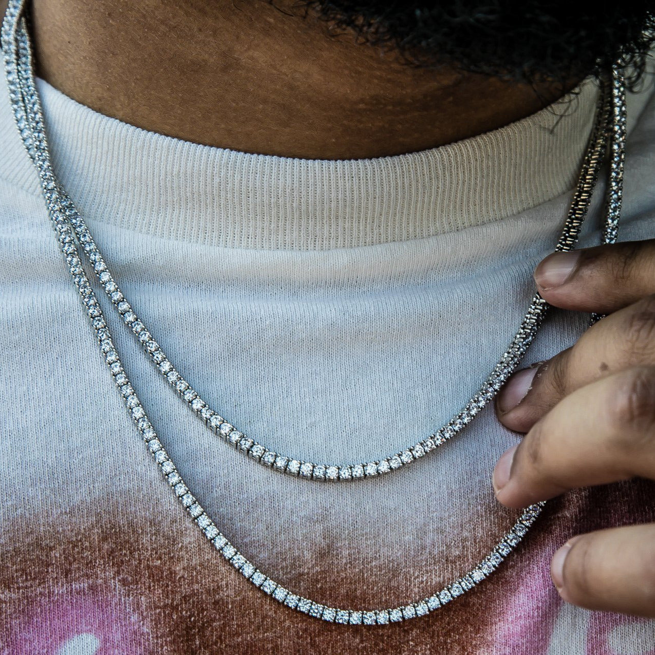 2.5mm Tennis Necklace - Silver Polished - GOLDEN GILT