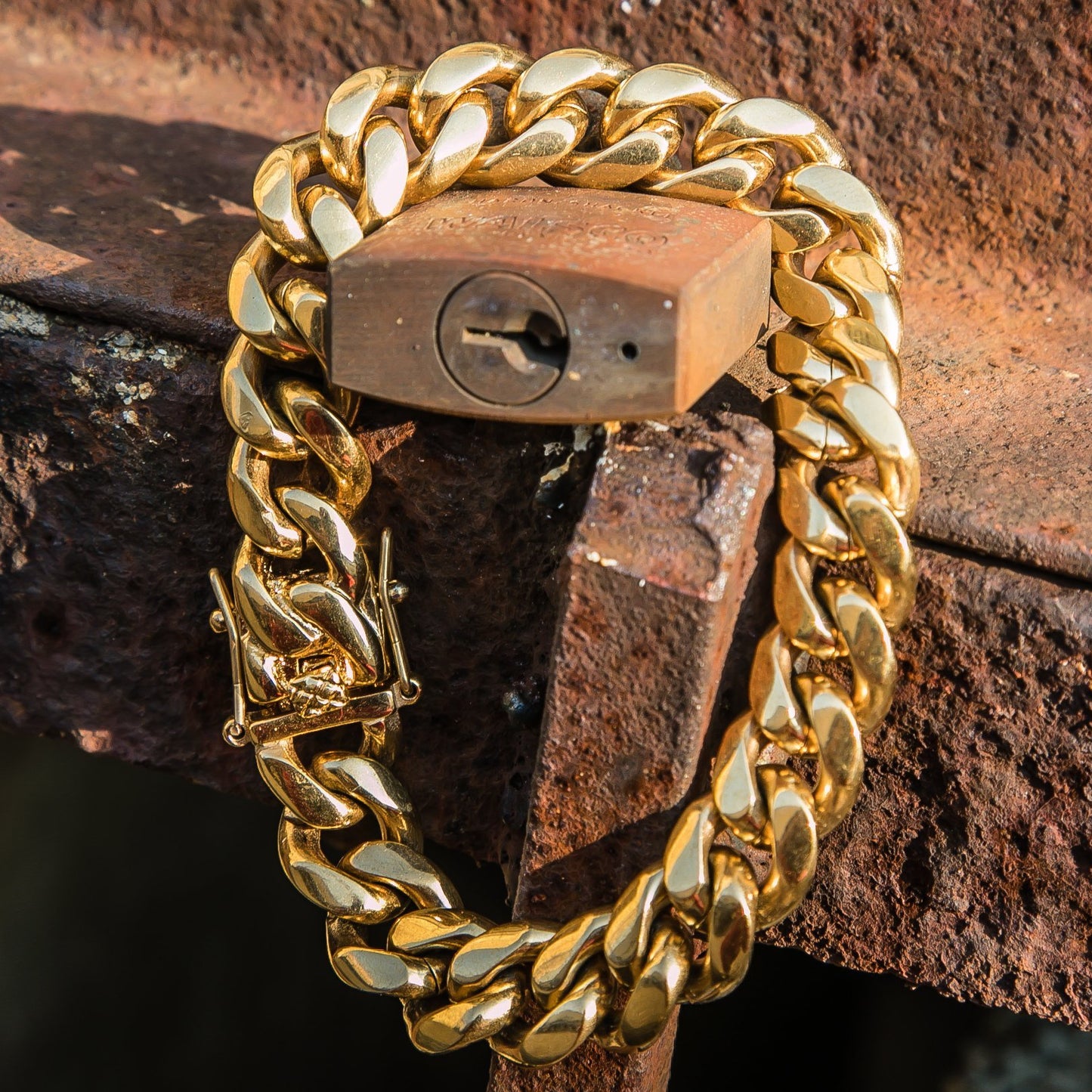 12mm Miami Cuban Link Bracelet - GOLDEN GILT