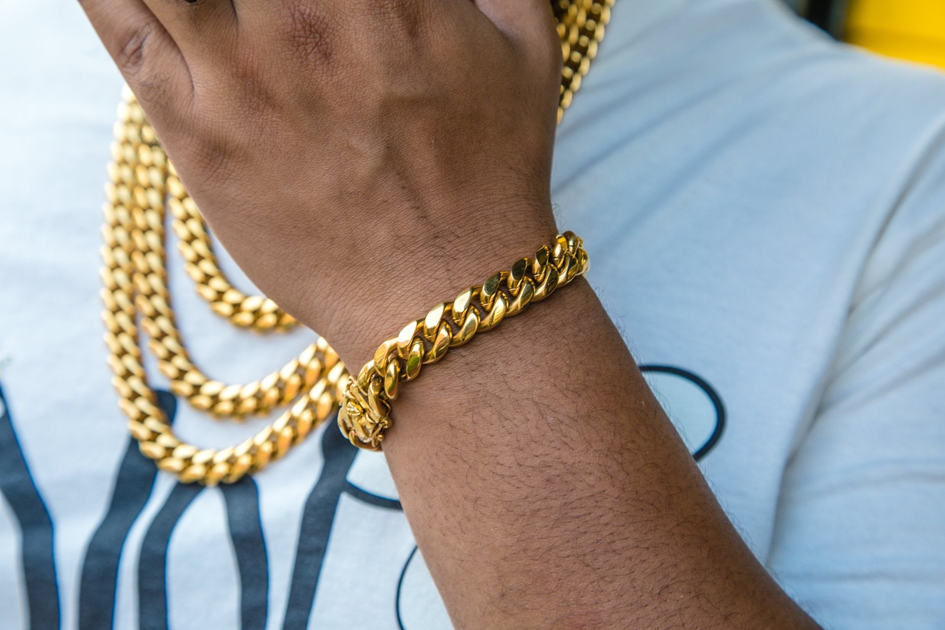 12mm Miami Cuban Link Bracelet - GOLDEN GILT