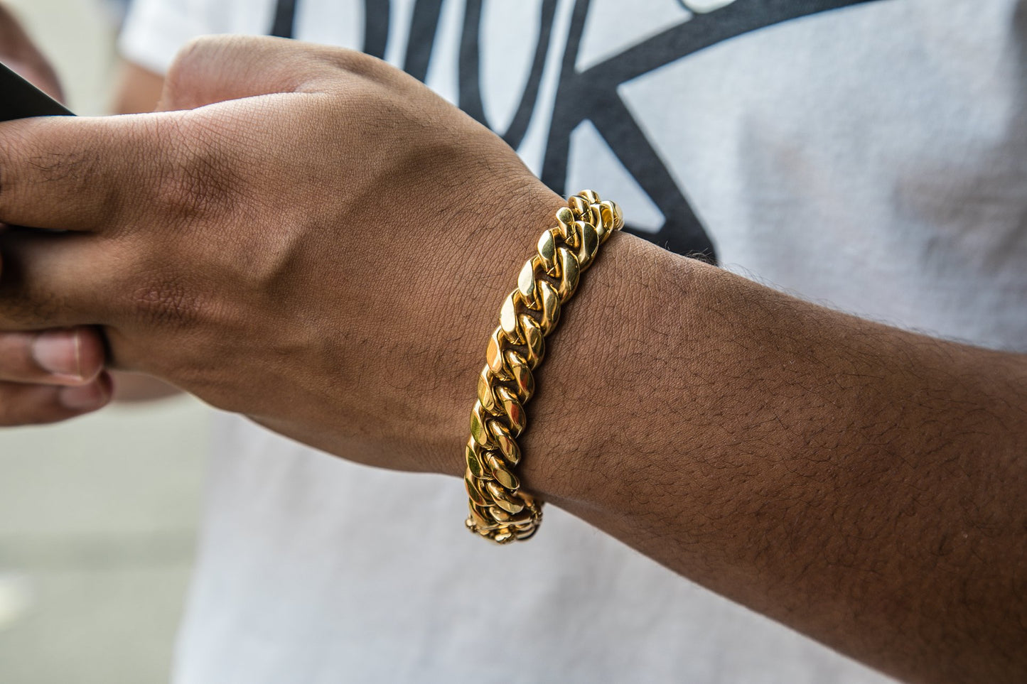 12mm Miami Cuban Link Bracelet - GOLDEN GILT