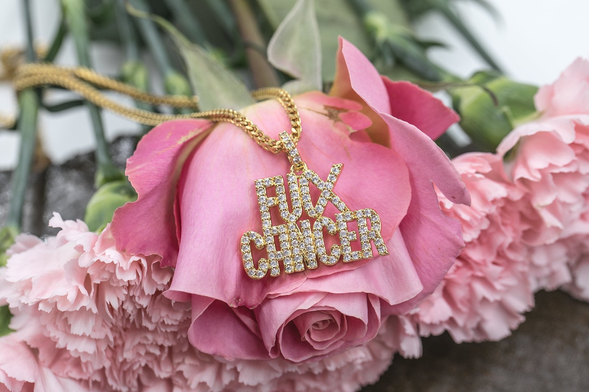F*ck Cancer Pendant & Necklace - GOLDEN GILT