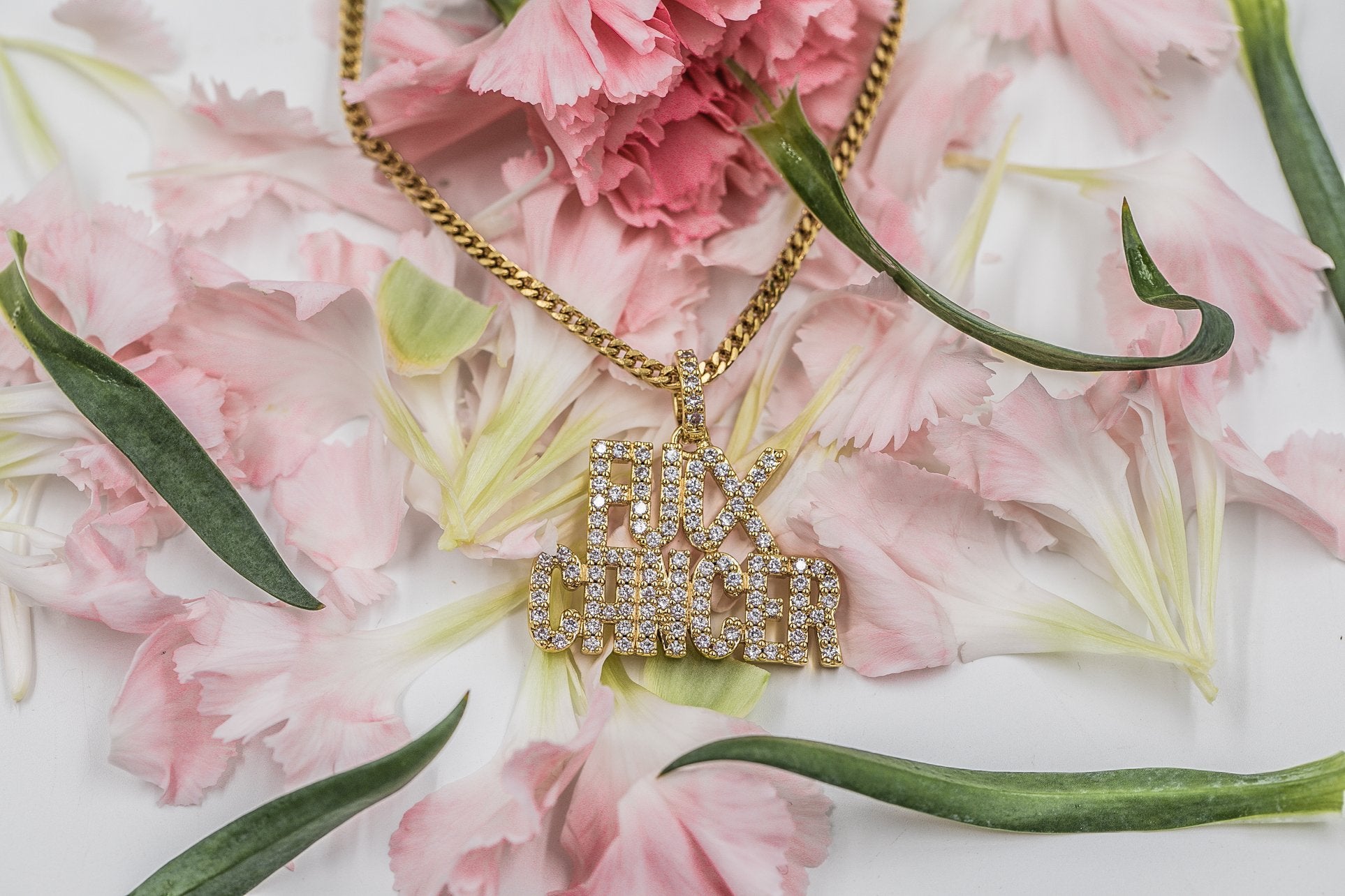 F*ck Cancer Pendant & Necklace - GOLDEN GILT
