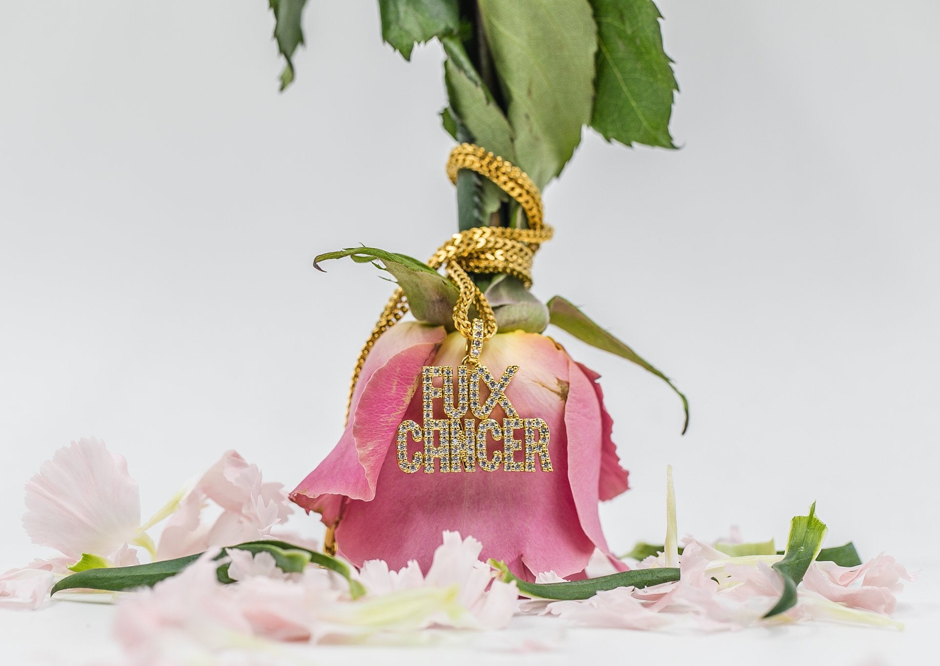 F*ck Cancer Pendant & Necklace - GOLDEN GILT