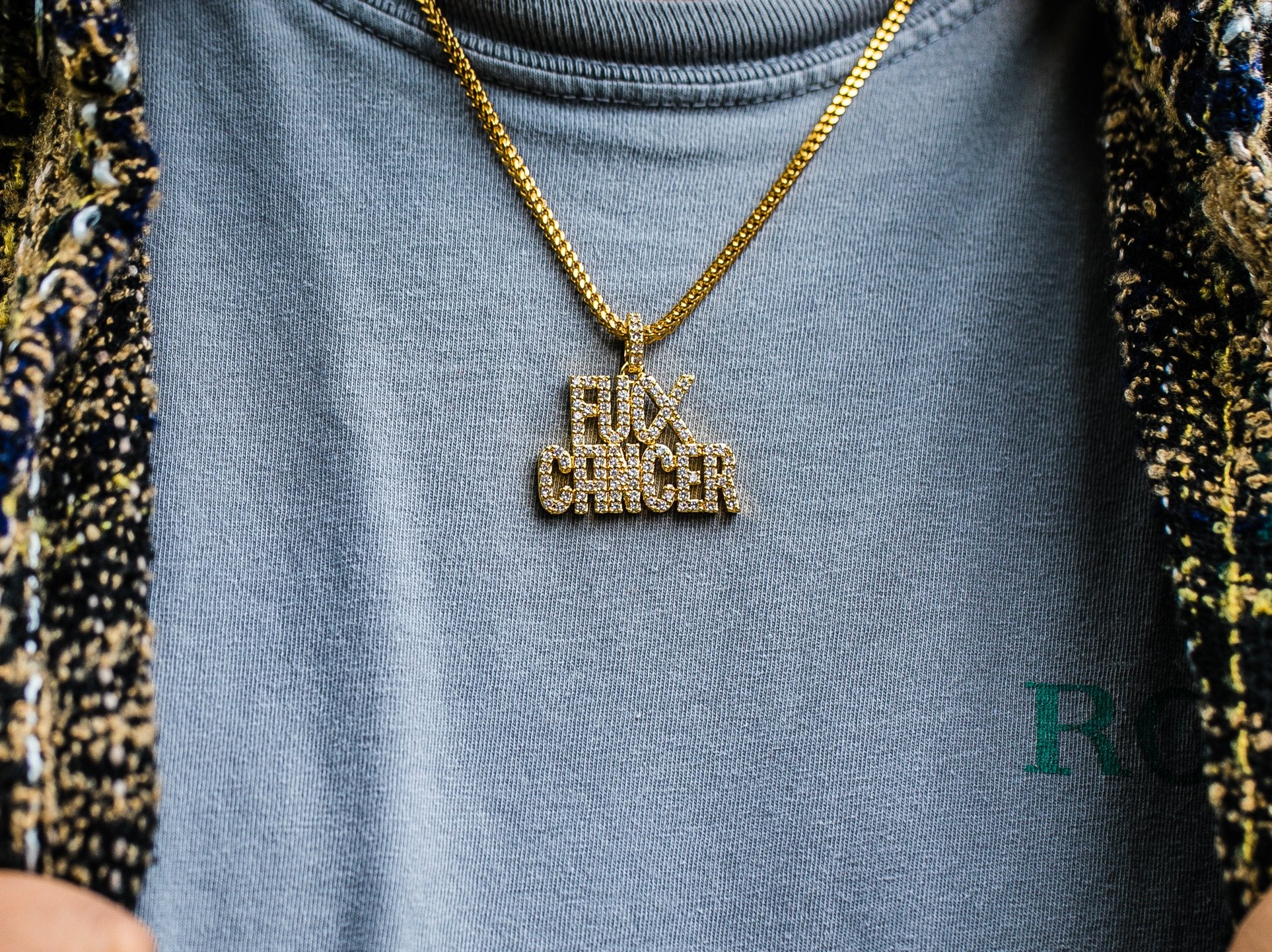 F*ck Cancer Pendant & Necklace - GOLDEN GILT