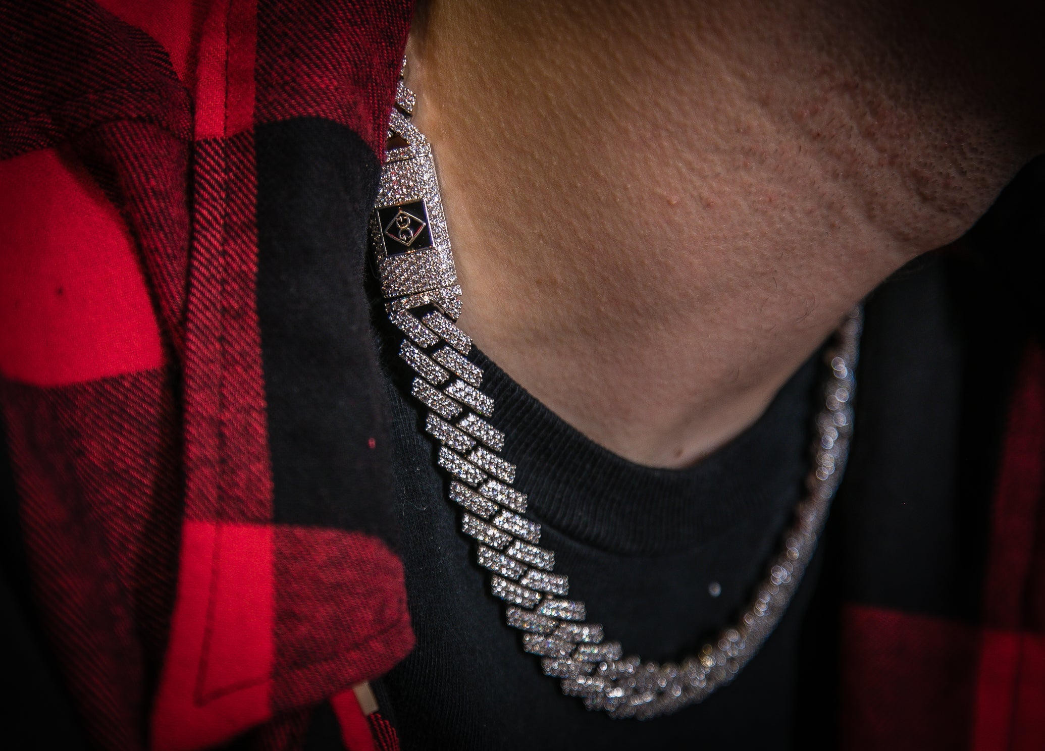 "New York" Prong Studded Cuban Necklace - Silver - GOLDEN GILT