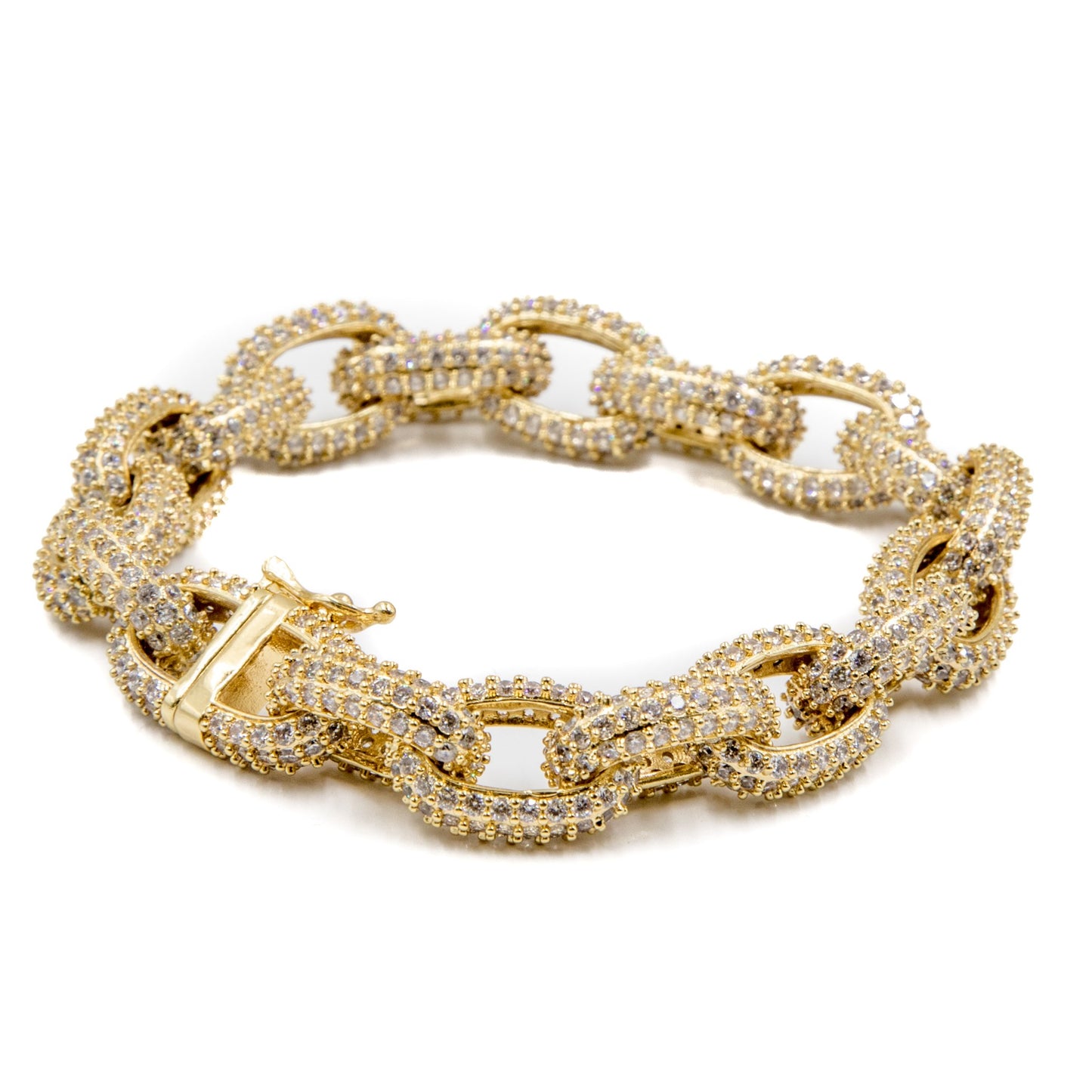Studded Chain Link Rolo Bracelet - 18K Gold Plated - GOLDEN GILT