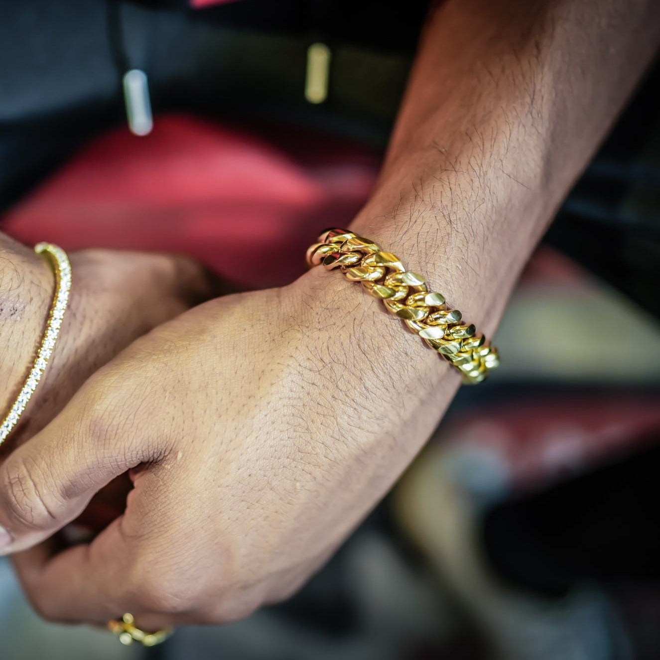 12mm Miami Cuban Link Bracelet - GOLDEN GILT