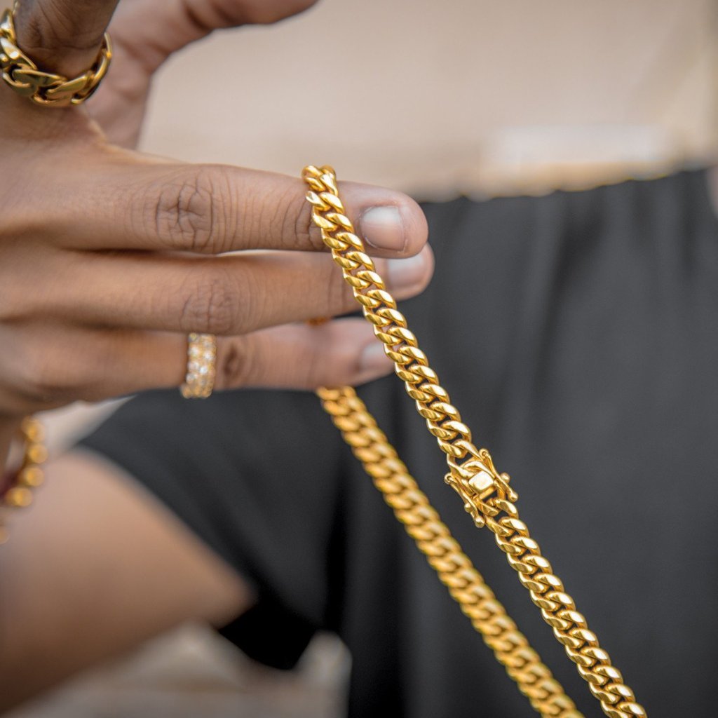 Thick Gold Chain Bracelet 8mm Cuban Bracelet Mens Gold -  Israel