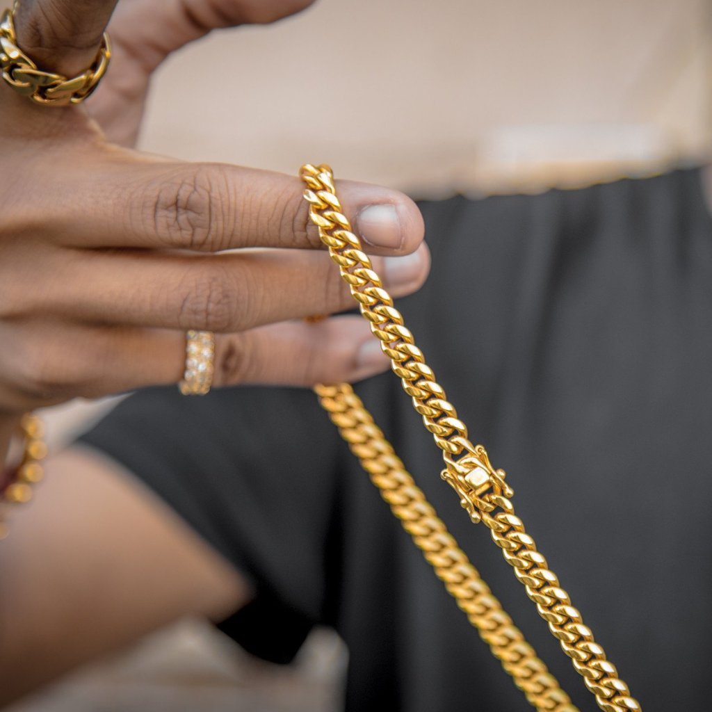 8mm Miami Cuban Link Necklace - GOLDEN GILT