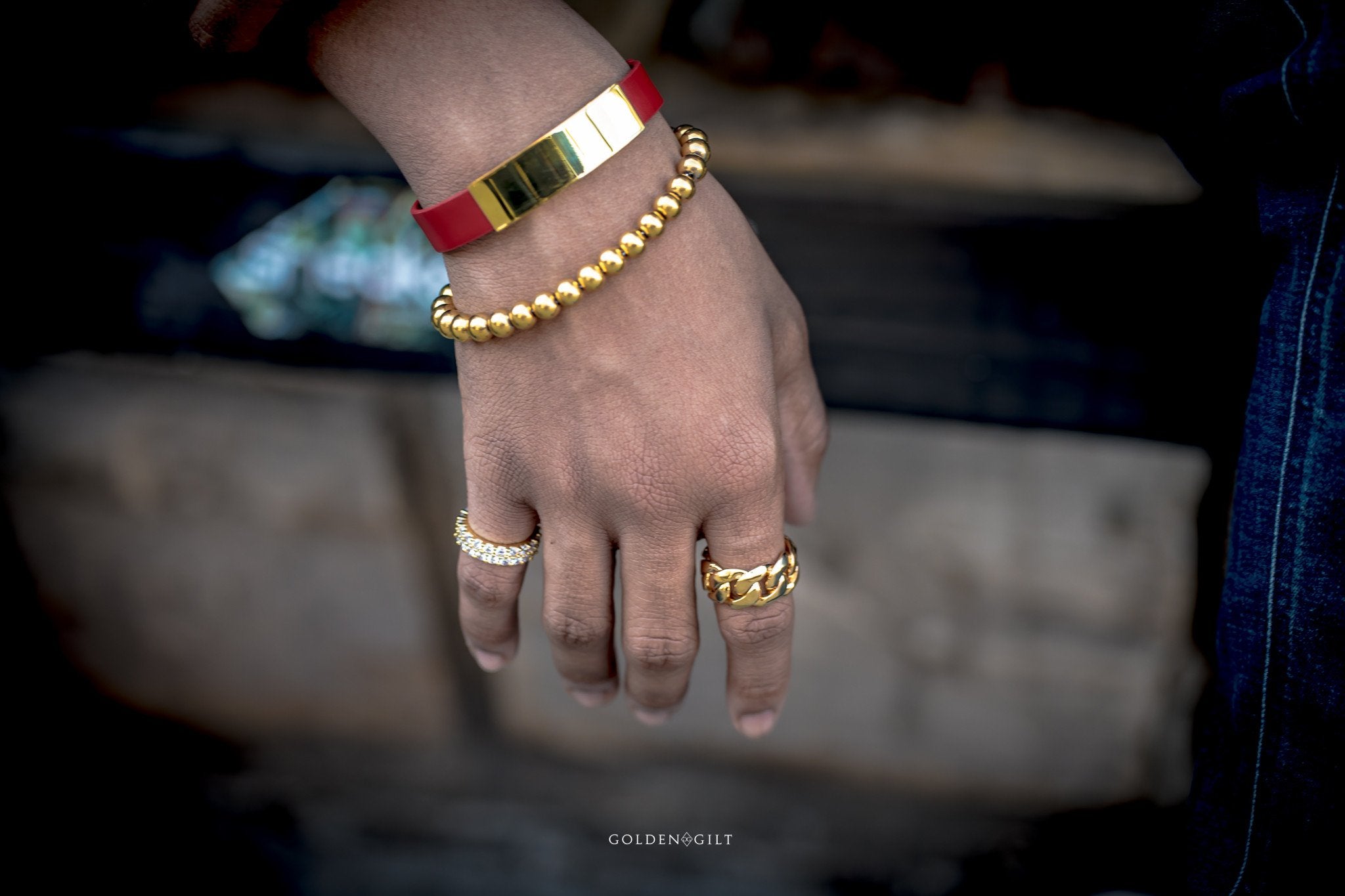 Beaded Moon Bracelet - 18k Gold Plated - GOLDEN GILT