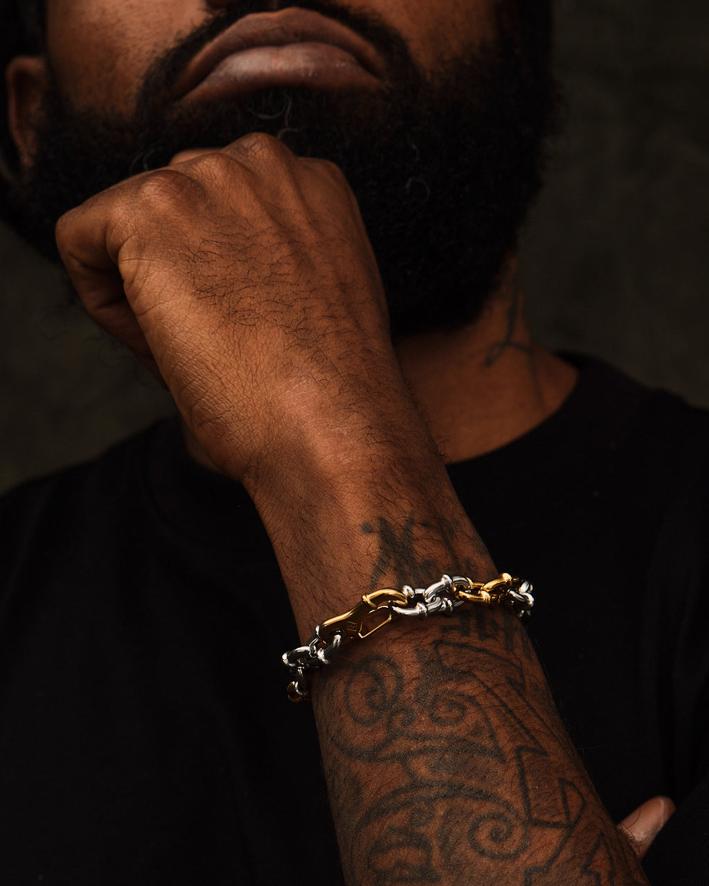 Two Tone Coil Chain Link Bracelet - GOLDEN GILT