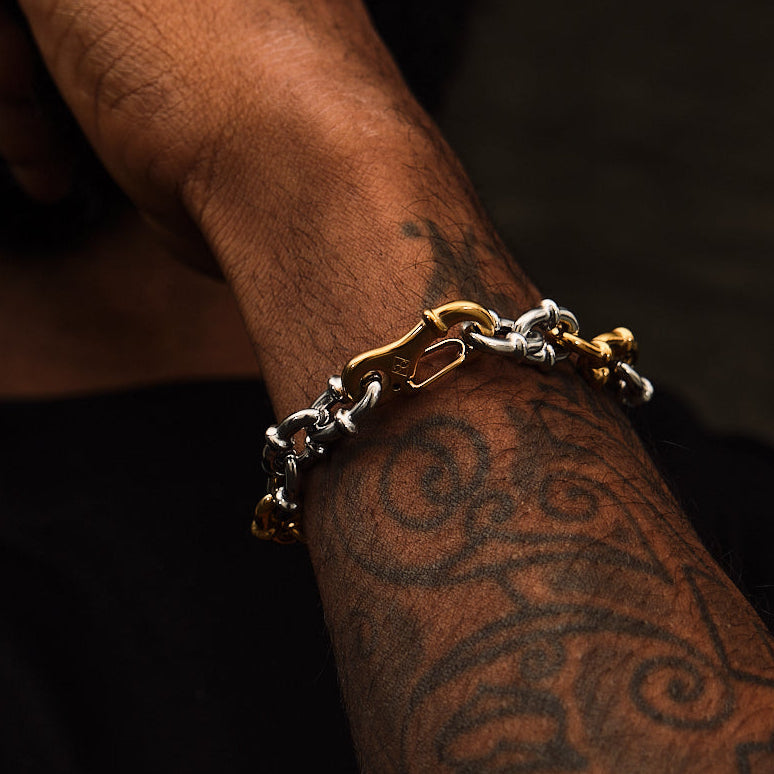 Two Tone Coil Chain Link Bracelet - GOLDEN GILT