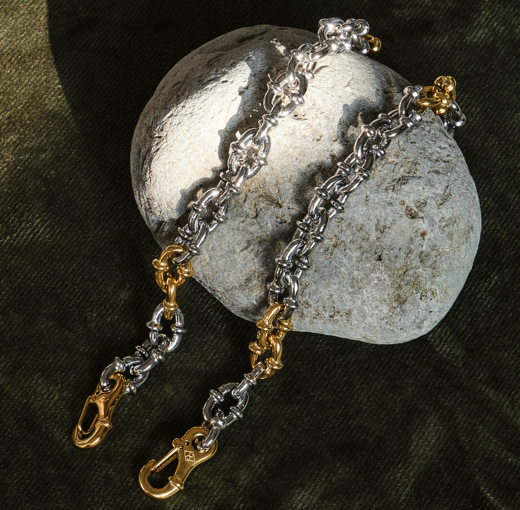 Two Tone Coil Chain Link Bracelet - GOLDEN GILT