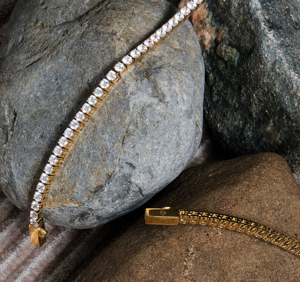 Tennis Bracelet -3mm Stainless Steel - GOLDEN GILT
