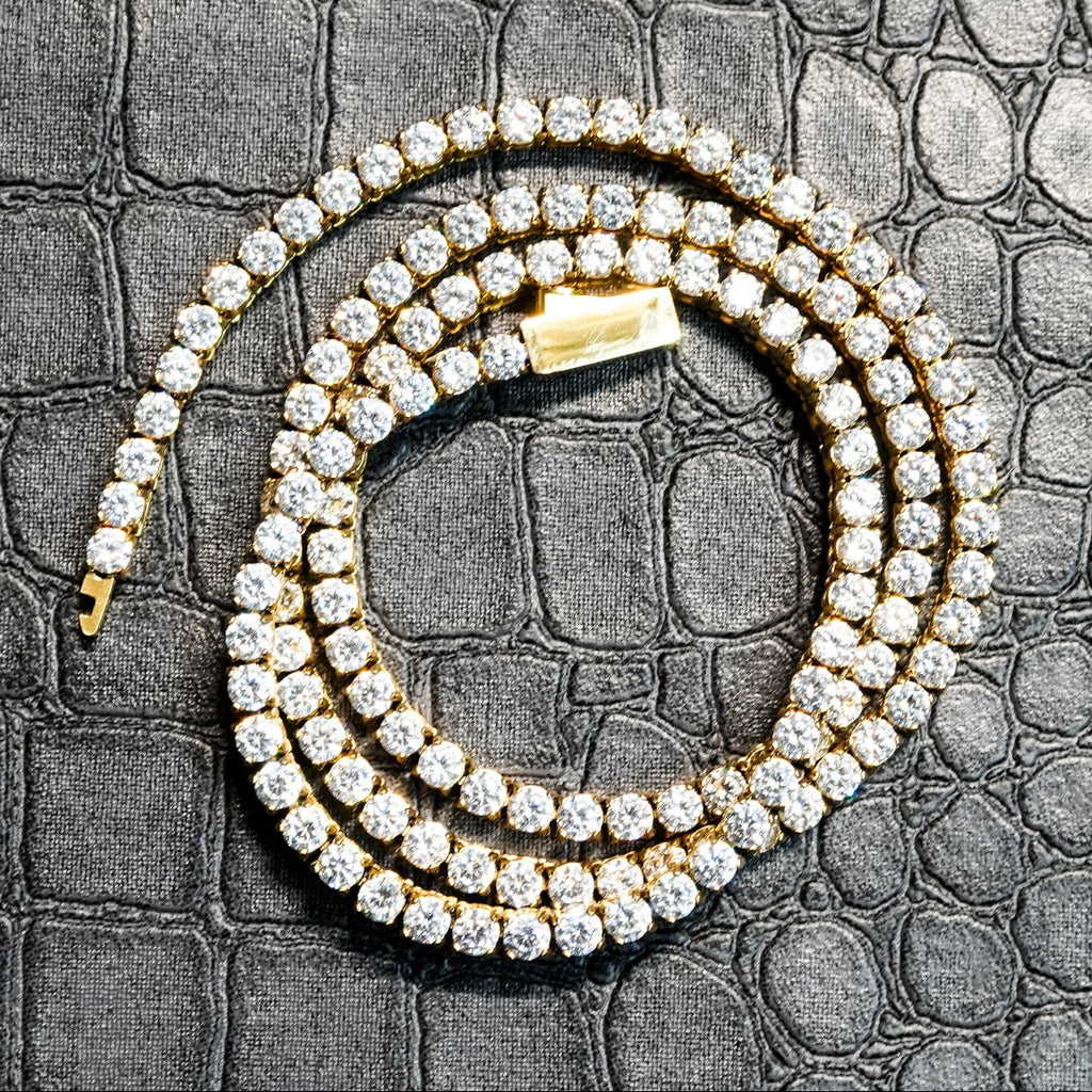 Tennis Necklace -3mm Stainless Steel - GOLDEN GILT