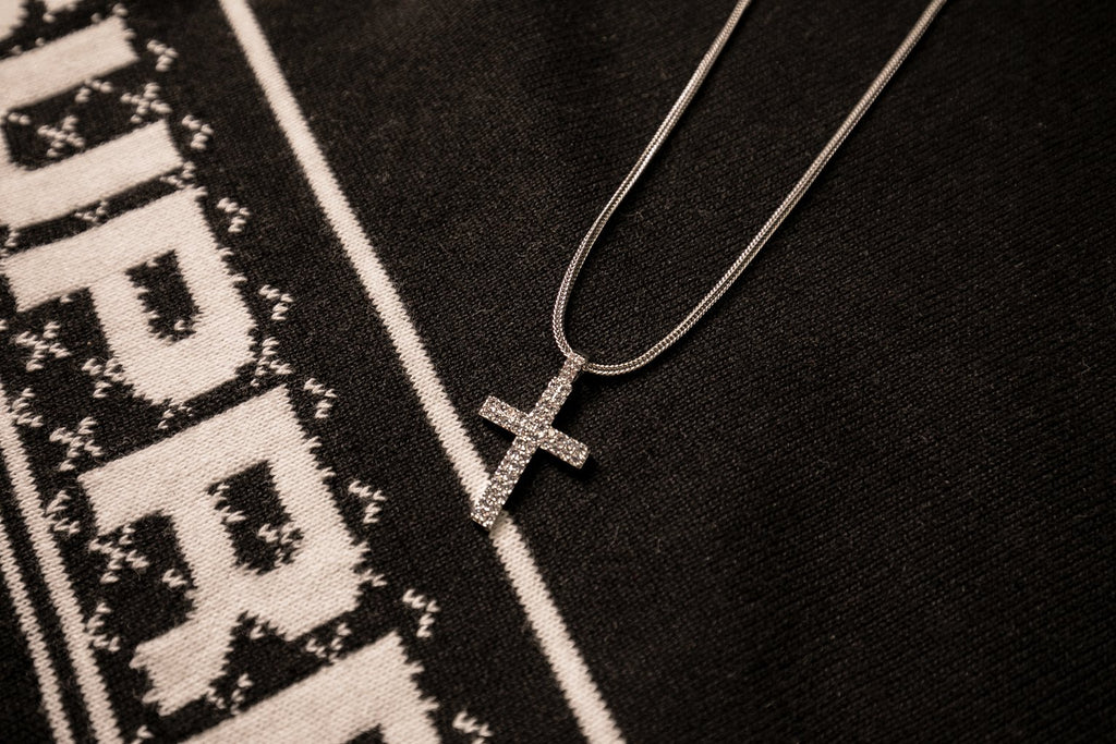 Silver Cross - Double Row Pendant - GOLDEN GILT