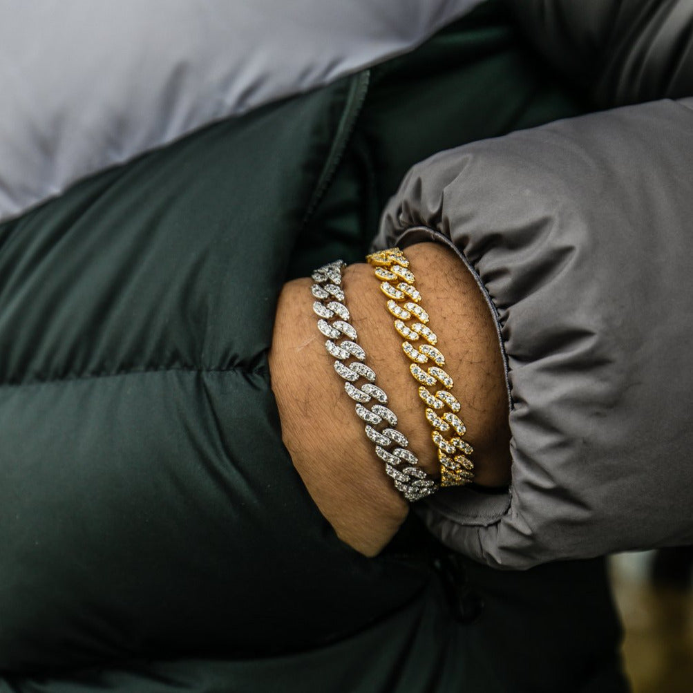 8MM Studded Cuban Bracelet Bundle - GOLDEN GILT