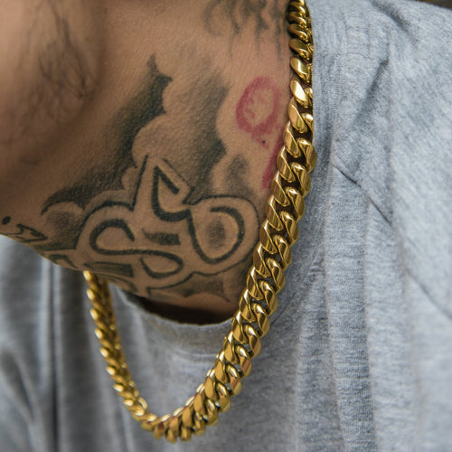 12mm Miami Cuban Link Necklace (Special Price Today) - GOLDEN GILT