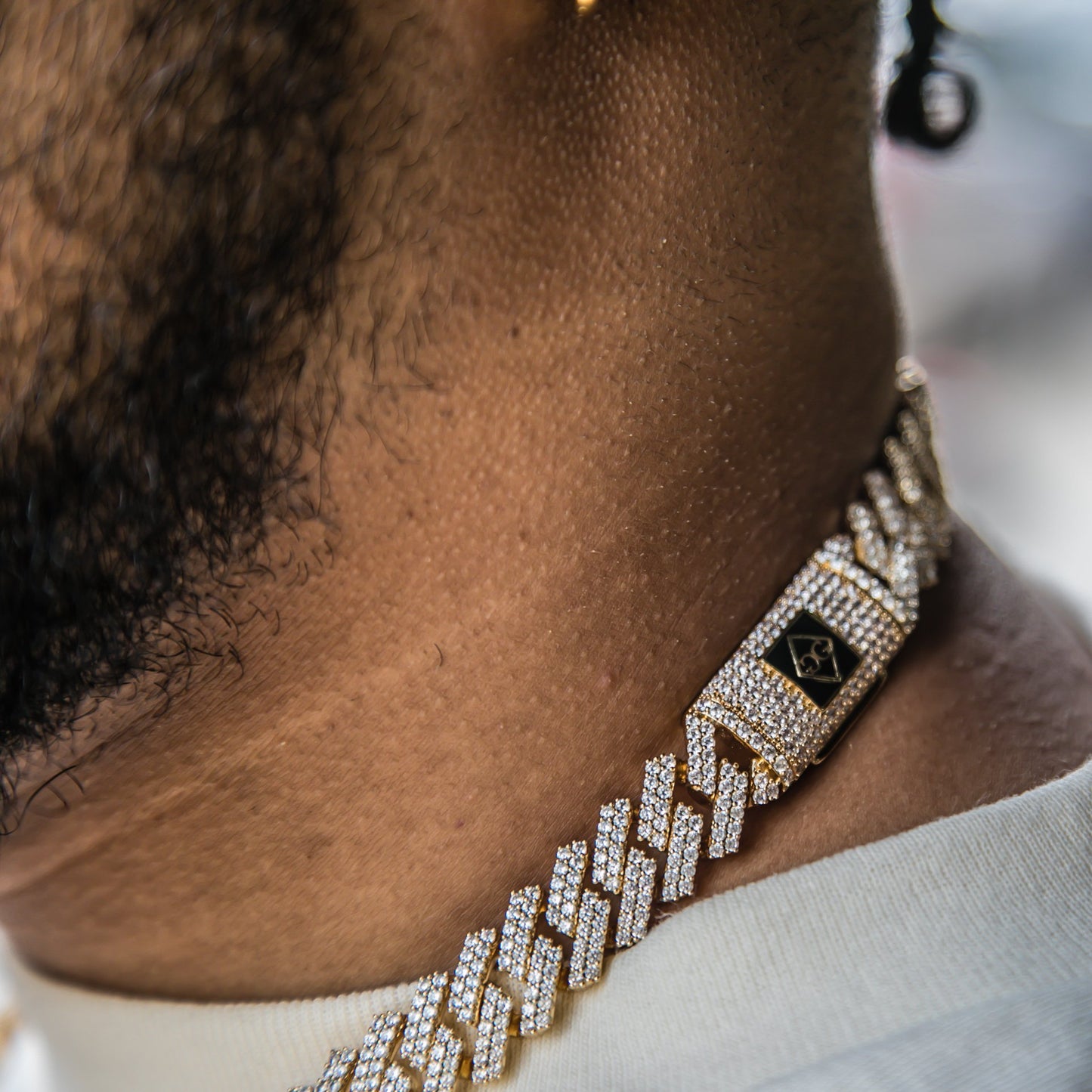 "New York" Prong Studded Cuban Necklace - GOLDEN GILT