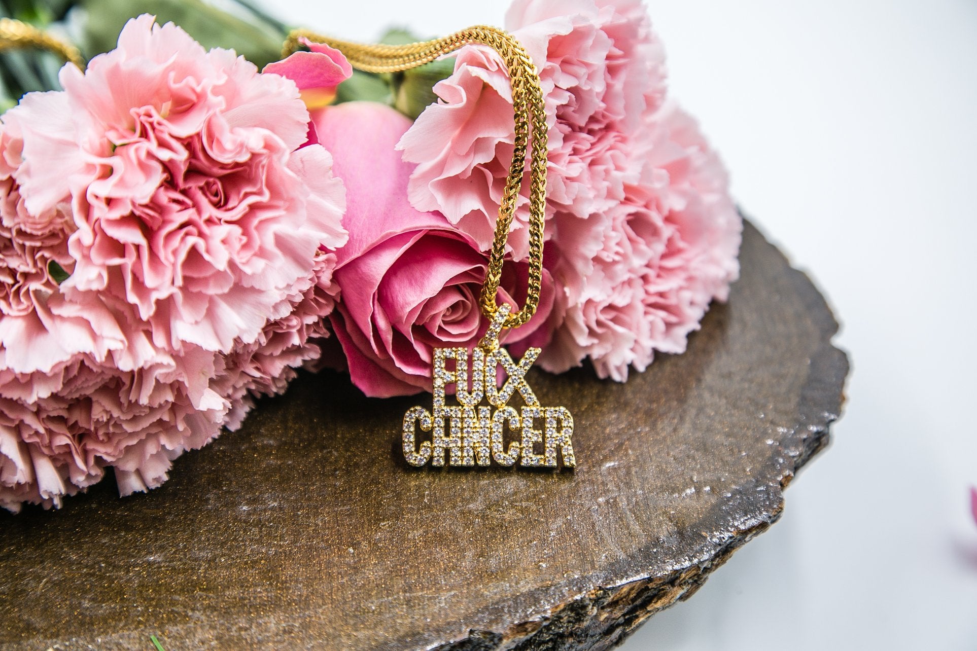 F*ck Cancer Pendant & Necklace - GOLDEN GILT
