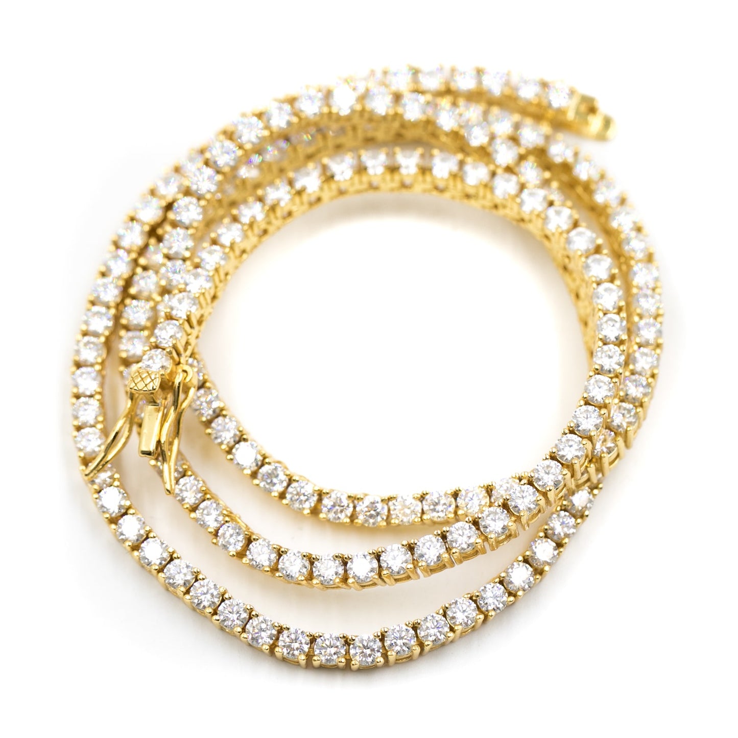 925 Sterling Silver Moissanite 3mm Tennis Necklace - GOLDEN GILT