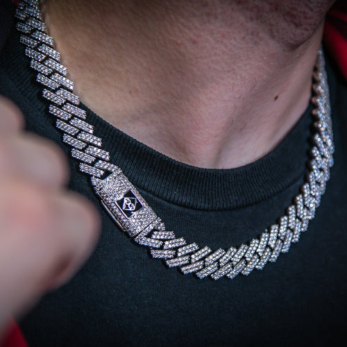 "New York" Prong Studded Cuban Necklace - Silver - GOLDEN GILT