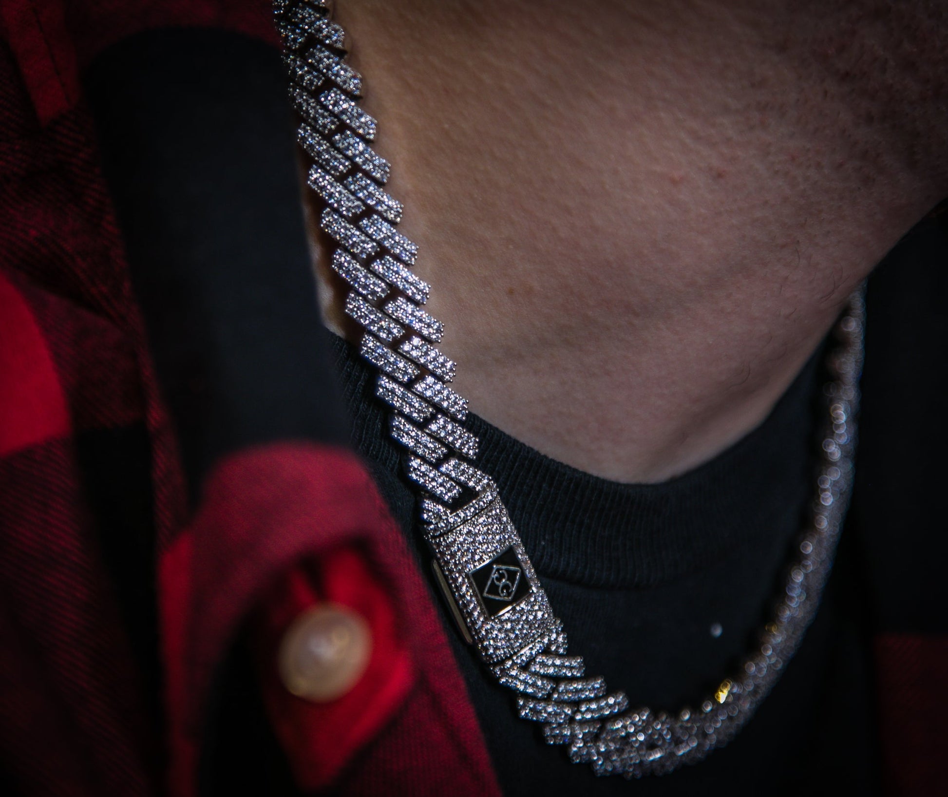 "New York" Prong Studded Cuban Necklace - Silver - GOLDEN GILT