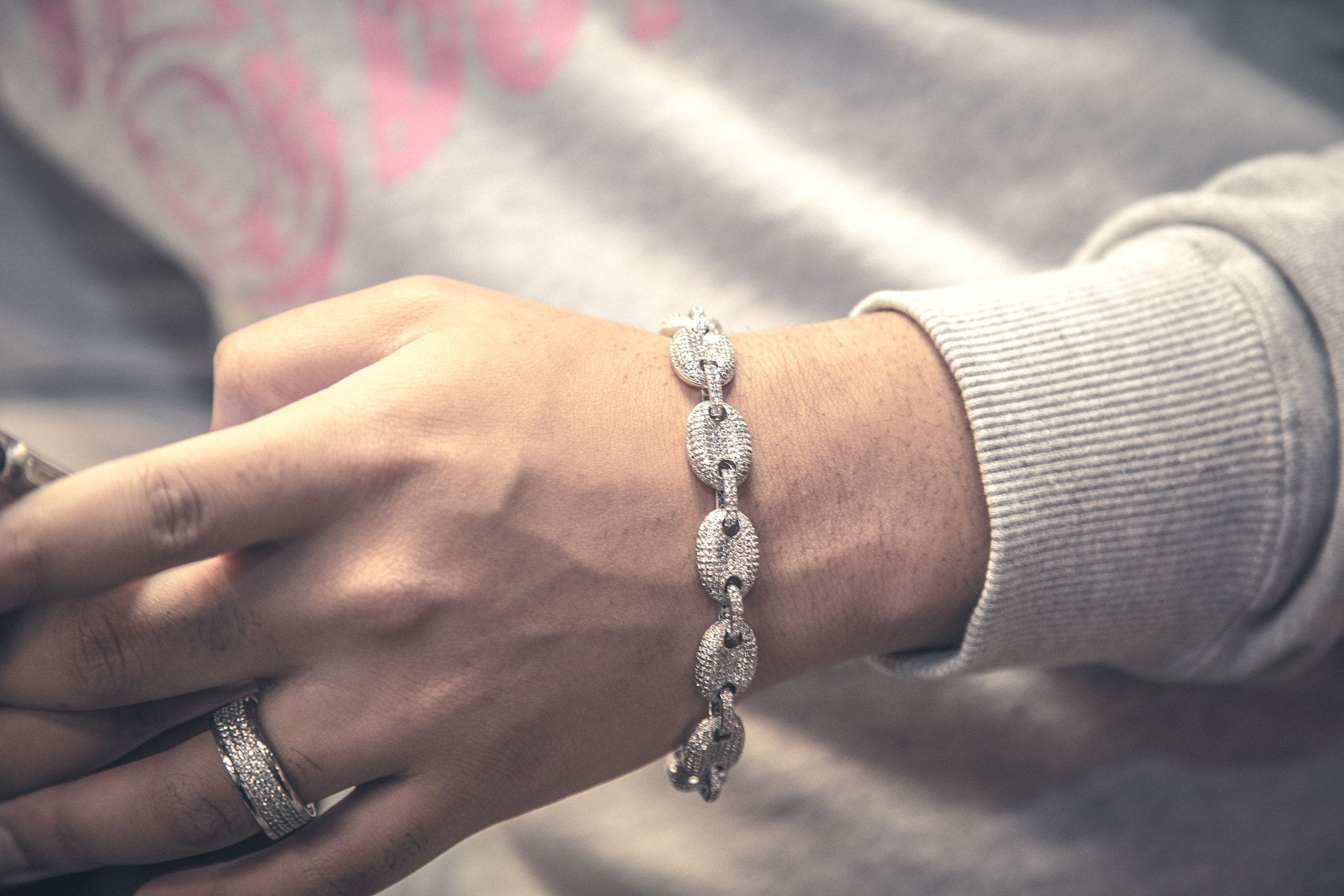 Studded Goochi Link Bracelet - Silver - GOLDEN GILT
